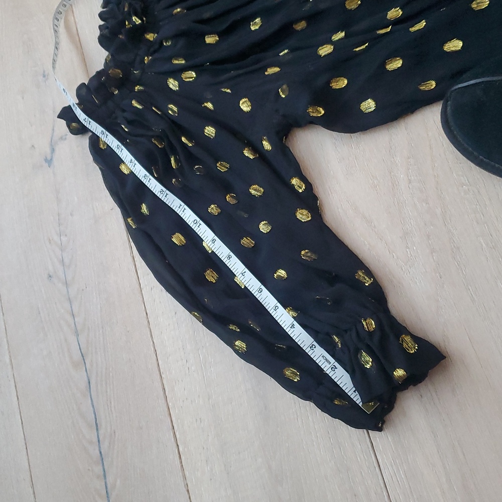 Isabel Marant Off Shoulder Black And Gold Polka Dot Dress - Picture 8 of 16